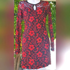 Red and Black Long Sleeve Lace Dress by Alt B. - ✨️HP✨️